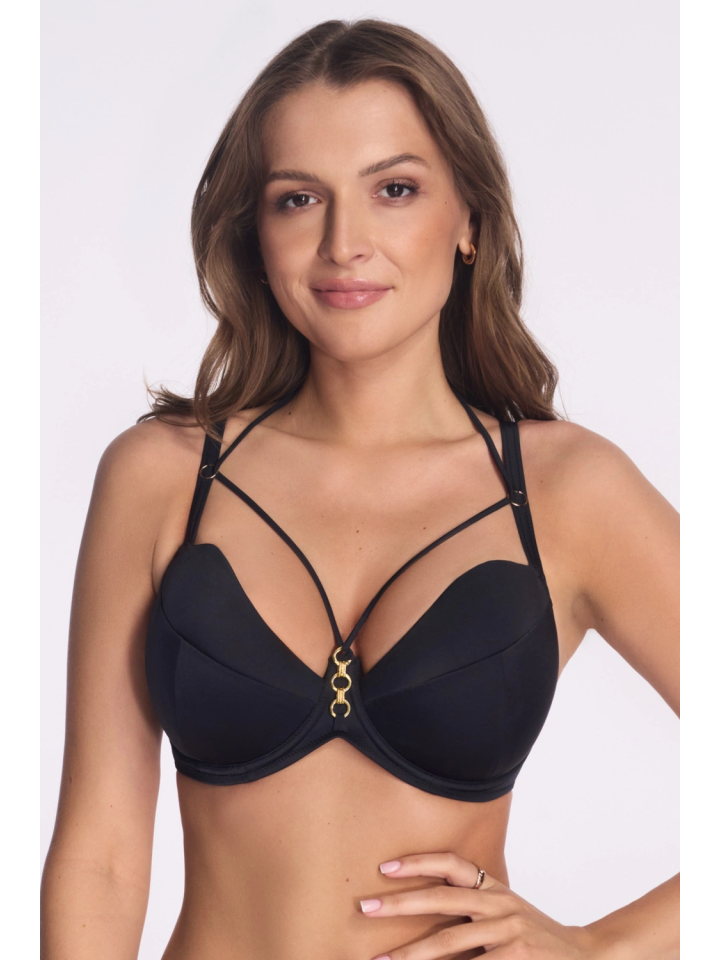 Biustonosz kąpielowy z push-up Ava SK-255 czarny ze straps