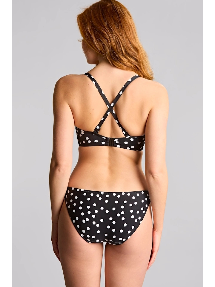 Biustonosz kąpielowy bez ramiączek Panache Polka Dot bardotka usztywniany bandeau czarny w kropki