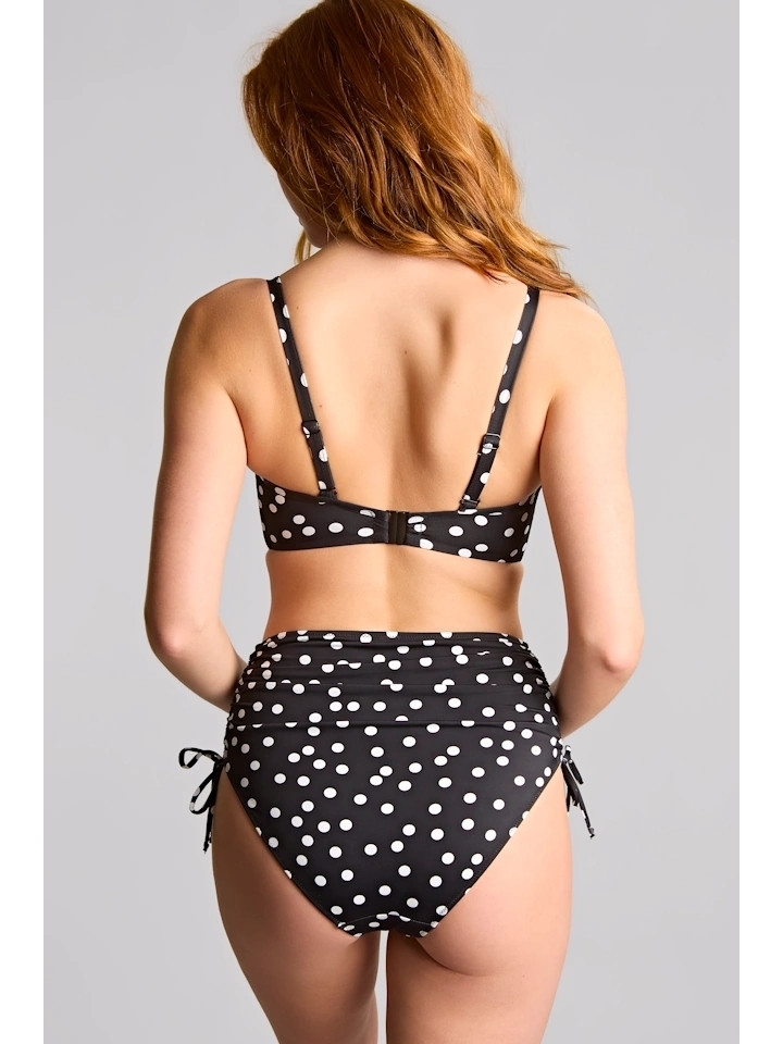 Biustonosz kąpielowy bez ramiączek Panache Polka Dot bardotka usztywniany bandeau czarny w kropki