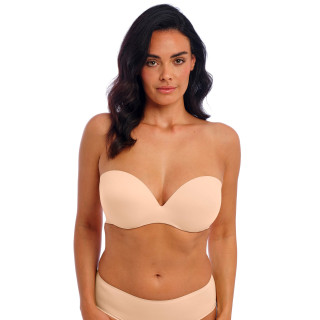 Biustonosz bez ramiączek z dużym push-up Wacoal Ines Secret bardotka strapless beżowy