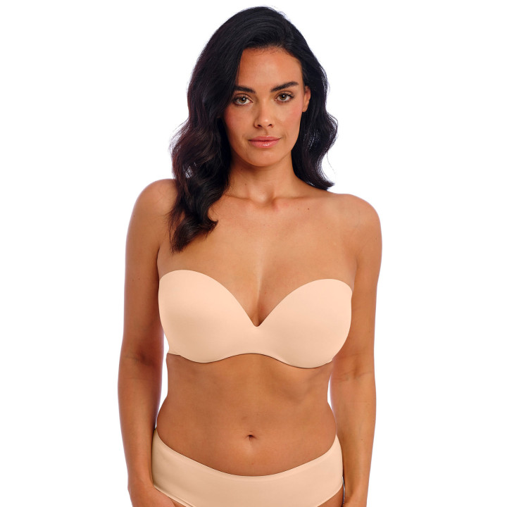 Biustonosz bez ramiączek z dużym push-up Wacoal Ines Secret bardotka strapless beżowy