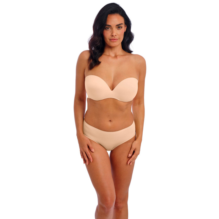Biustonosz bez ramiączek z dużym push-up Wacoal Ines Secret bardotka strapless beżowy