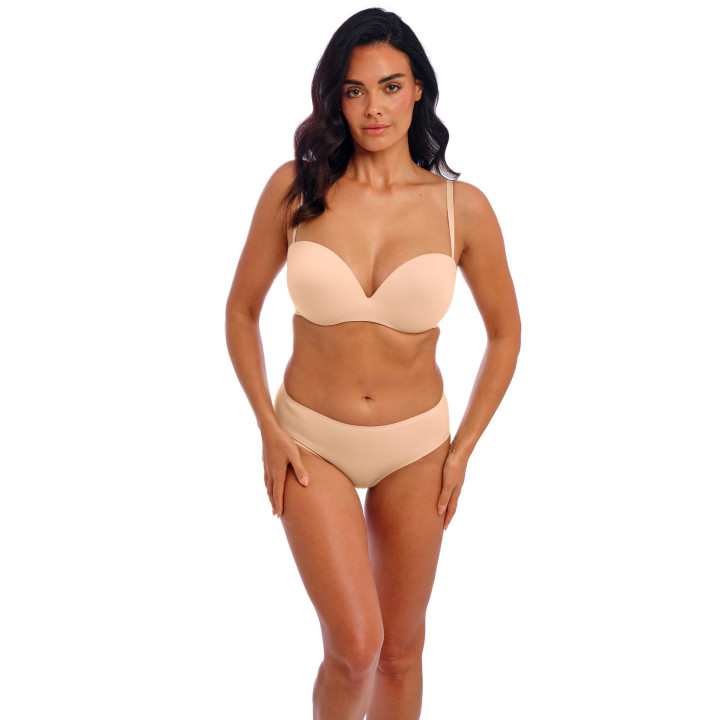 Biustonosz bez ramiączek z dużym push-up Wacoal Ines Secret bardotka strapless beżowy