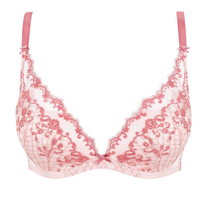 Biustonosz braletka z push-up Gossard Lacage usztywniany różowy
