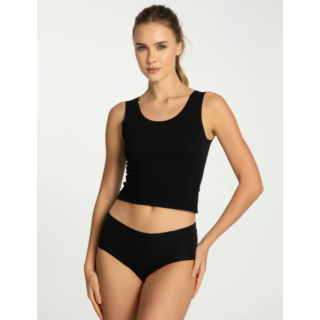 Majtki bawełniane gładkie wysokie Julimex Cotton Mood Maxi bezszwowe figi midi czarne