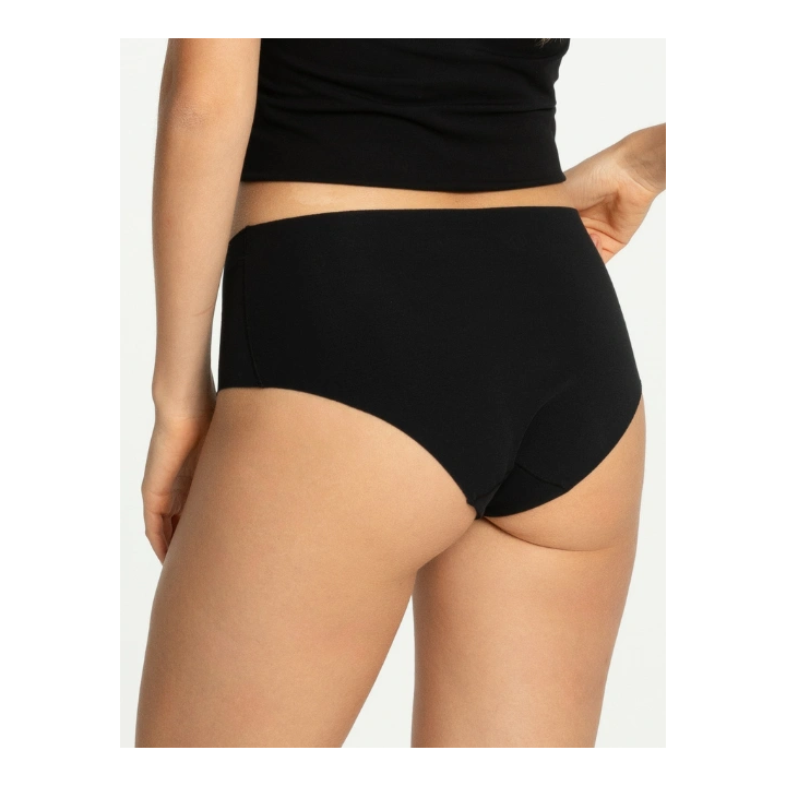 Majtki bawełniane gładkie wysokie Julimex Cotton Mood Maxi bezszwowe figi midi czarne