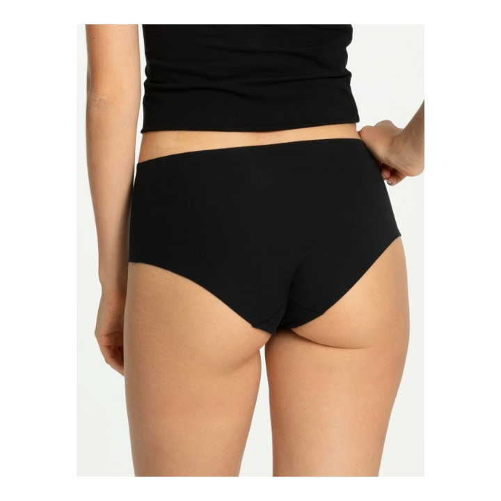 Majtki bawełniane gładkie wysokie Julimex Cotton Mood Maxi bezszwowe figi midi czarne