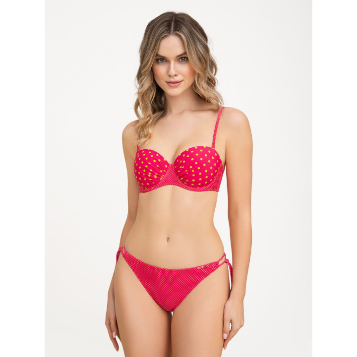 Majtki kąpielowe bikini wiązane Corin Dot figi różowe w kropki