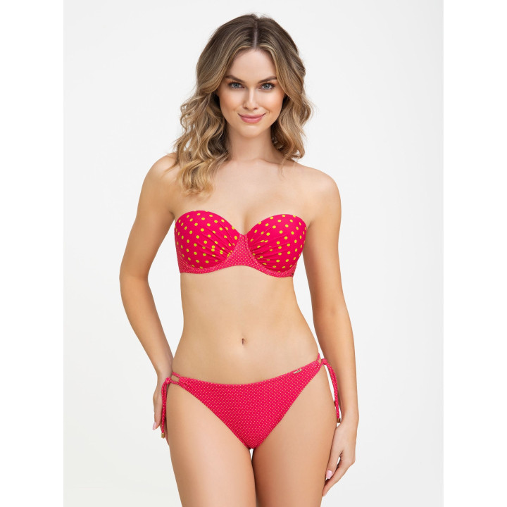 Majtki kąpielowe bikini wiązane Corin Dot figi różowe w kropki