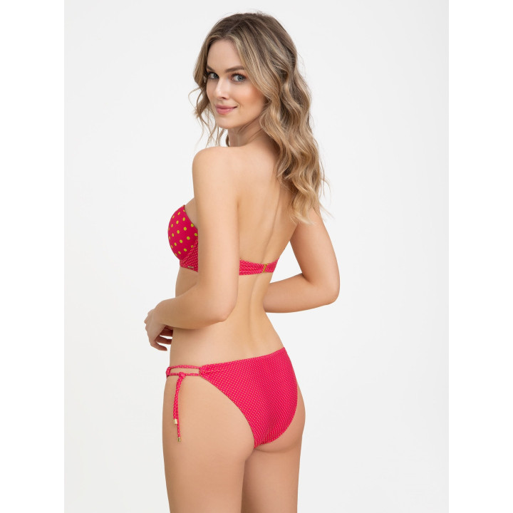 Majtki kąpielowe bikini wiązane Corin Dot figi różowe w kropki