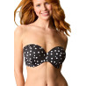 Biustonosz kąpielowy bez ramiączek Panache Polka Dot bardotka usztywniany bandeau czarny w kropki