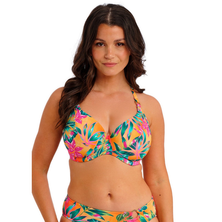Biustonosz kąpielowy wiązany na szyję Fantasie Sunset Reef soft multikolor różowy
