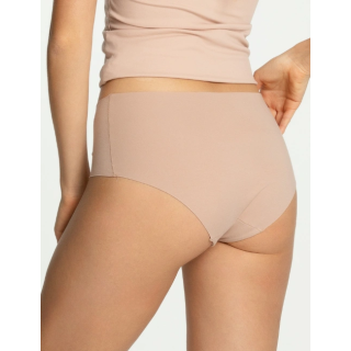 Majtki bawełniane gładkie wysokie Julimex Cotton Mood Maxi figi midi bezszwowe beżowe