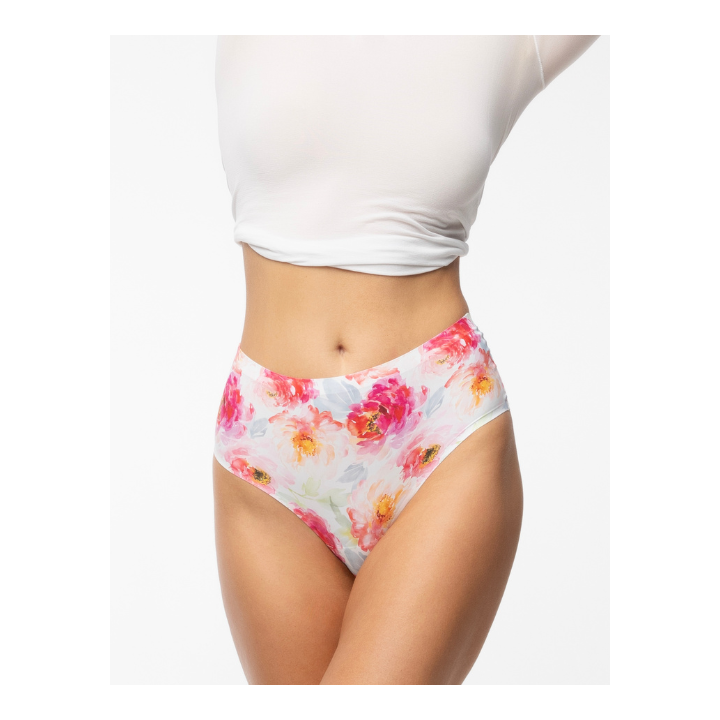 Majtki brazylijskie z wysokim stanem Julimex Peony Brasil Maxi figi midi tanga multikolor