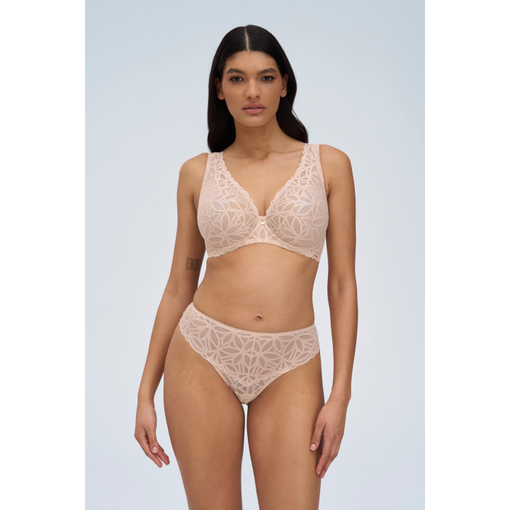 Biustonosz braletka koronkowy na fiszbinie Alles Sugar Dune bralette soft beżowy