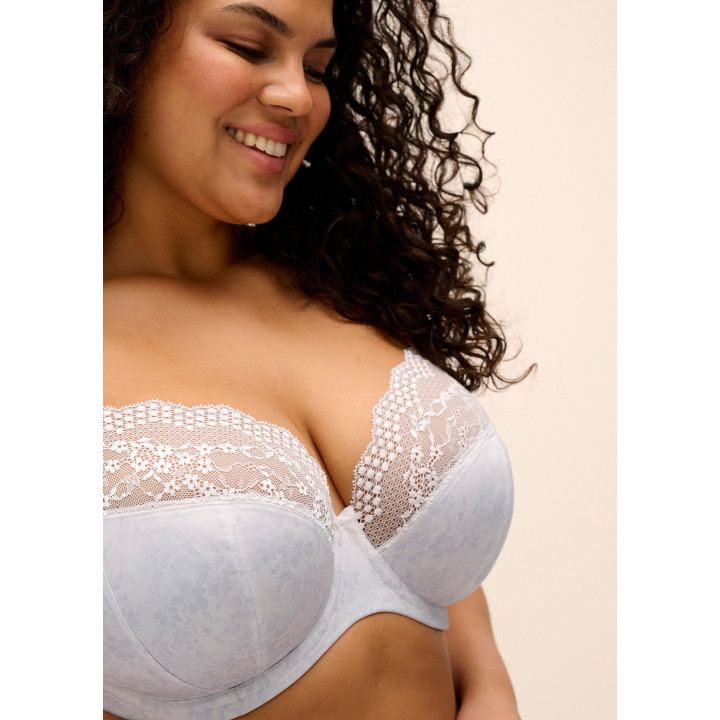Biustonosz z elastyczną koronką Elomi Lucie soft plunge biały