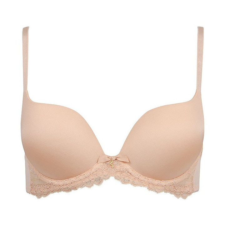 Biustonosz gładki Gossard Superboost Lace T-shirt push-up plunge beżowy