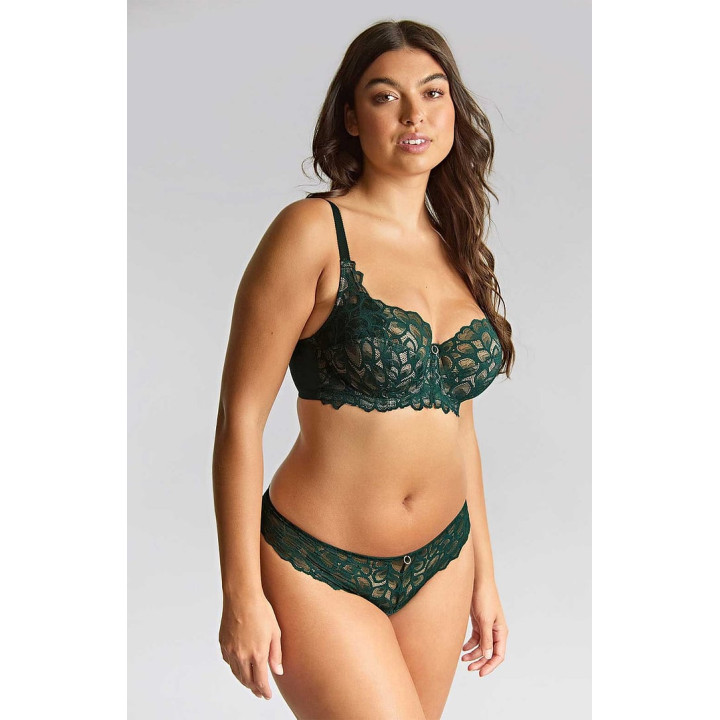Biustonosz full-cup z elastyczną koronką Panache Allure soft side support zielony