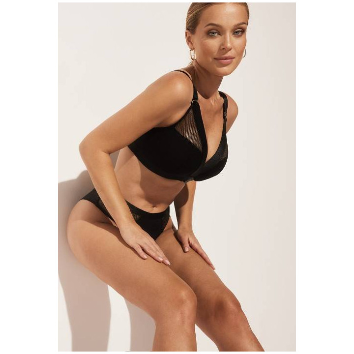 Biustonosz usztywniany bez fiszbin Kinga Lara bralette soft bezfiszbinowy czarny