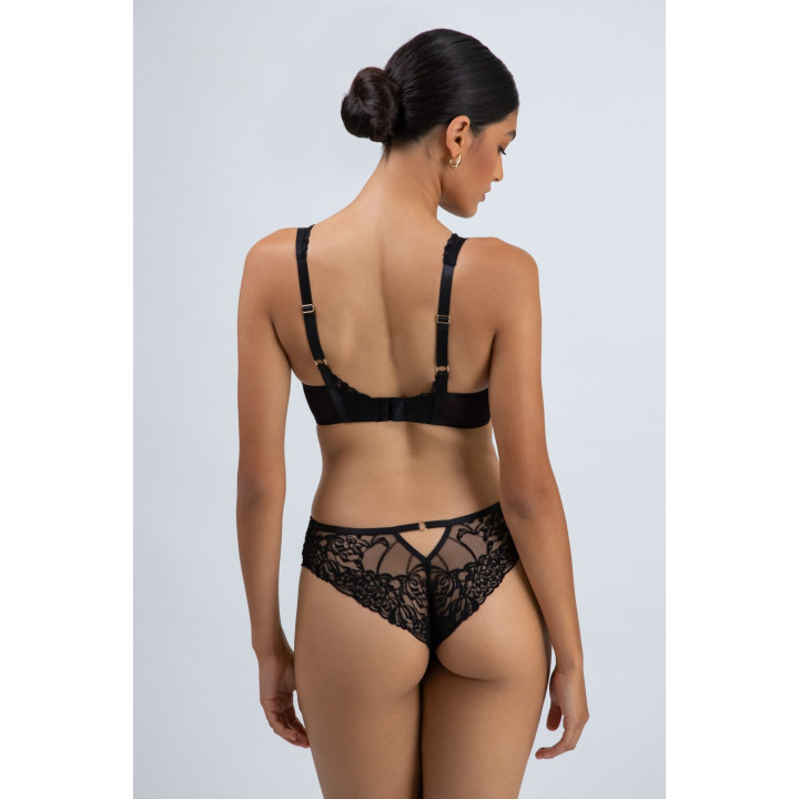 Biustonosz braletka na fiszbinie Alles Truffle Noir soft bralette czarny na czekoladowym