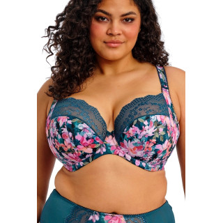 Biustonosz z elastyczna koronką Elomi Lucie soft plunge granatowy w kwiaty