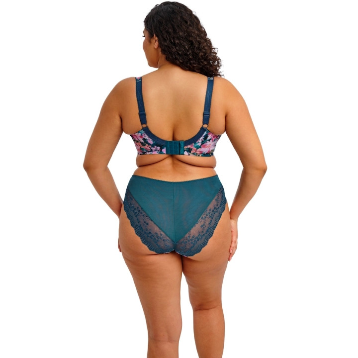 Biustonosz z elastyczna koronką Elomi Lucie soft plunge granatowy w kwiaty