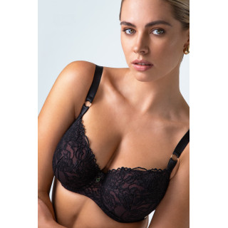 Biustonosz półusztywniany Alles Truffle Noir semi-soft czarny na czekoladowym