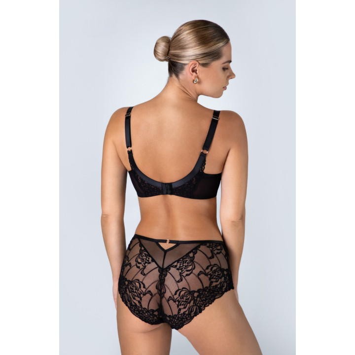 Biustonosz półusztywniany Alles Truffle Noir semi-soft czarny na czekoladowym