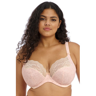 Biustonosz z elastyczną koronką i dekoltem Elomi Lucie soft plunge róż-beżowy
