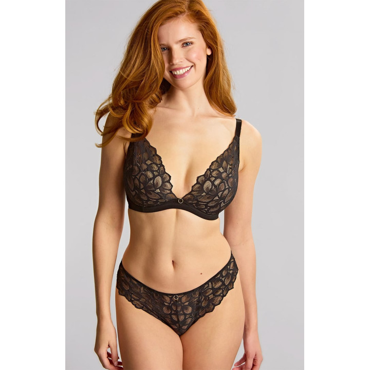 Biustonosz z elastyczną koronką Panache Allure soft Demi plunge czarny