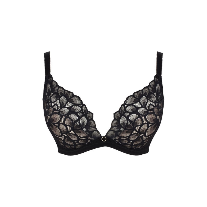 Biustonosz z elastyczną koronką Panache Allure soft Demi plunge czarny