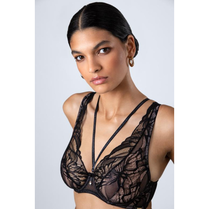 Biustonosz braletka koronkowa z ozdobnymi straps Alles The Icon soft bralette czarny