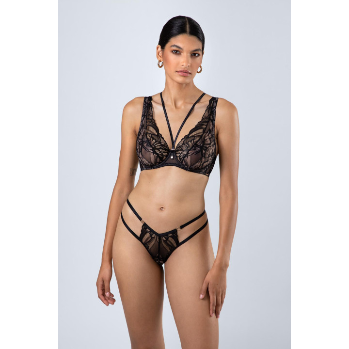 Biustonosz braletka koronkowa z ozdobnymi straps Alles The Icon soft bralette czarny