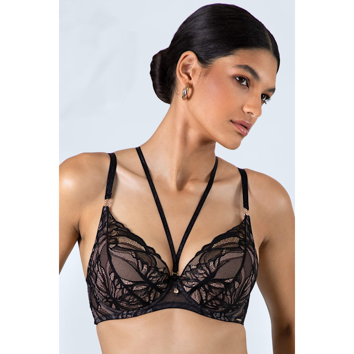 Biustonosz braletka z wkładką push-up i ozdobnymi straps Alles The Icon push-up bralette czarny