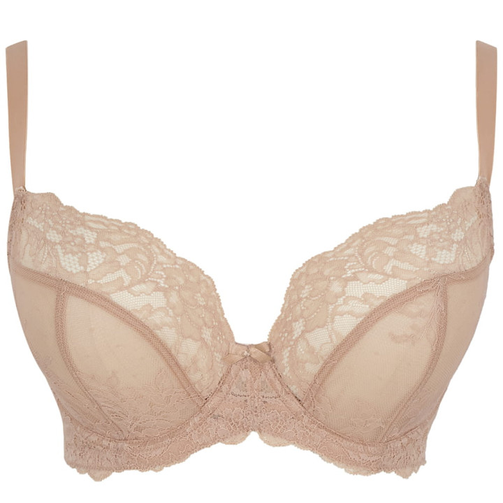 Biustonosz koronkowy elastyczny Panache Ana soft plunge beżowy