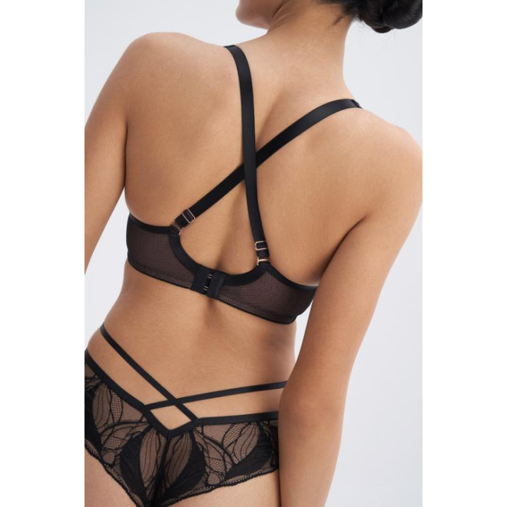 Biustonosz braletka koronkowa na fiszbinach Alles Rich Enough soft bralette czarny na beżu