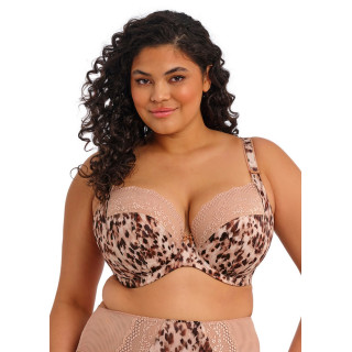Biustonosz z elastyczną koronką Elomi Lucie soft plunge brązowy pantera