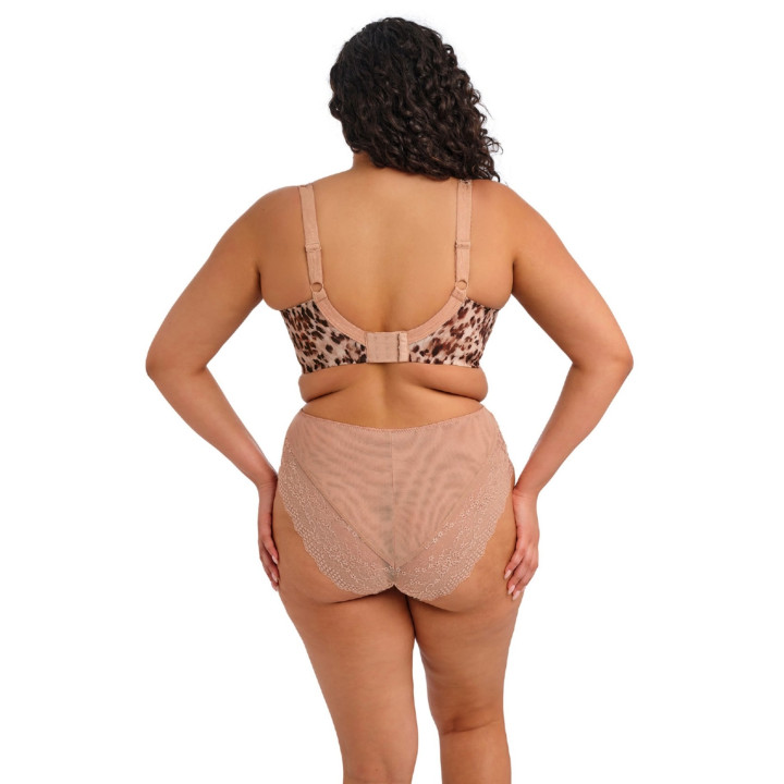 Biustonosz z elastyczną koronką Elomi Lucie soft plunge brązowy pantera