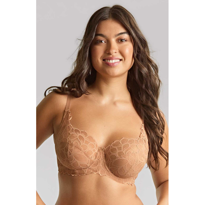 Biustonosz full-cup z elastyczną koronką Panache Allure soft side support beżowy