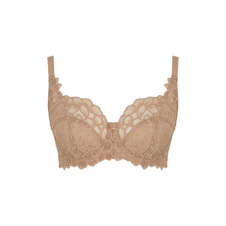 Biustonosz full-cup z elastyczną koronką Panache Allure soft side support beżowy