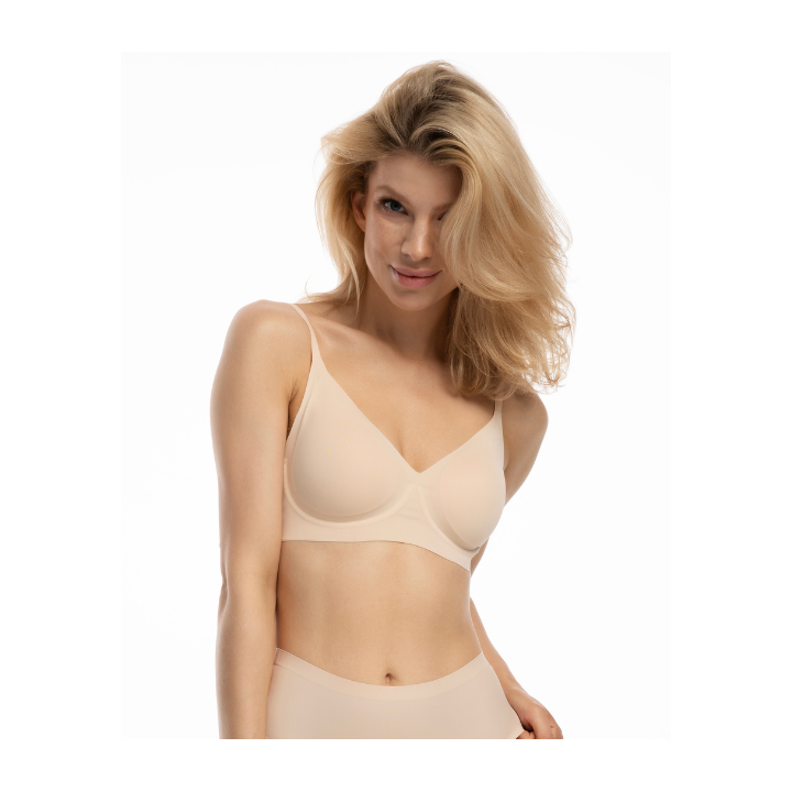 Biustonosz komfortowy  bezszwowy Julimex Simple T-shirt BRA top bezszwowy 75C L beżowy