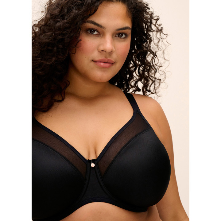 Biustonosz gładki minimizer Elomi Smooth soft full-cup czarny