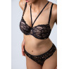 Biustonosz z wkładkami modelującymi i ozdobnymi paskami Alles The Icon push-up plunge czarny straps