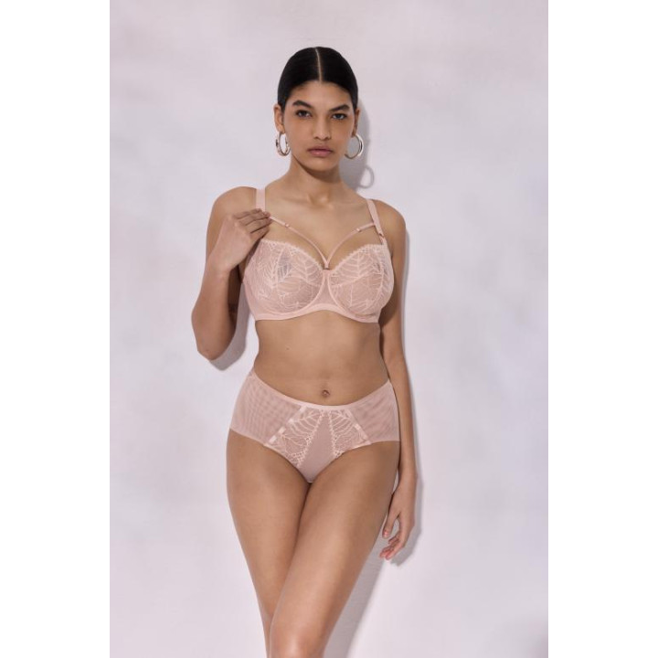 Biustonosz miękki na fiszbinie Alles Beverly soft half-cup beżowy z ozdobnym straps