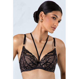 Biustonosz braletka z wkładką push-up i ozdobnymi straps Alles The Icon push-up bralette czarny
