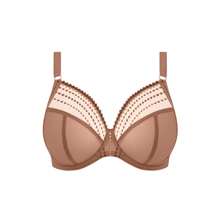 Biustonosz koronkowy Elomi Matilda soft plunge ciemny beżowy cappuccino