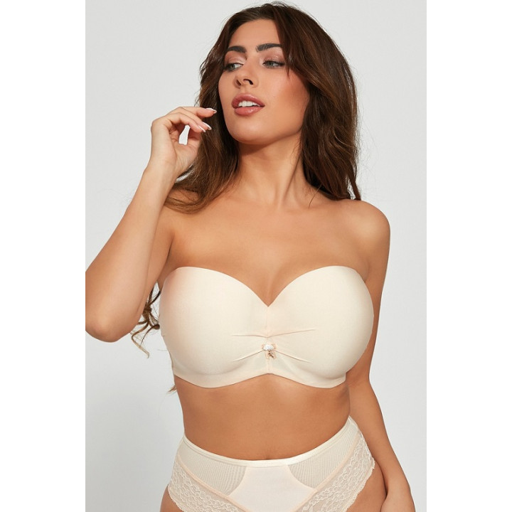 Krisline Pola bardotka strapless beżowy