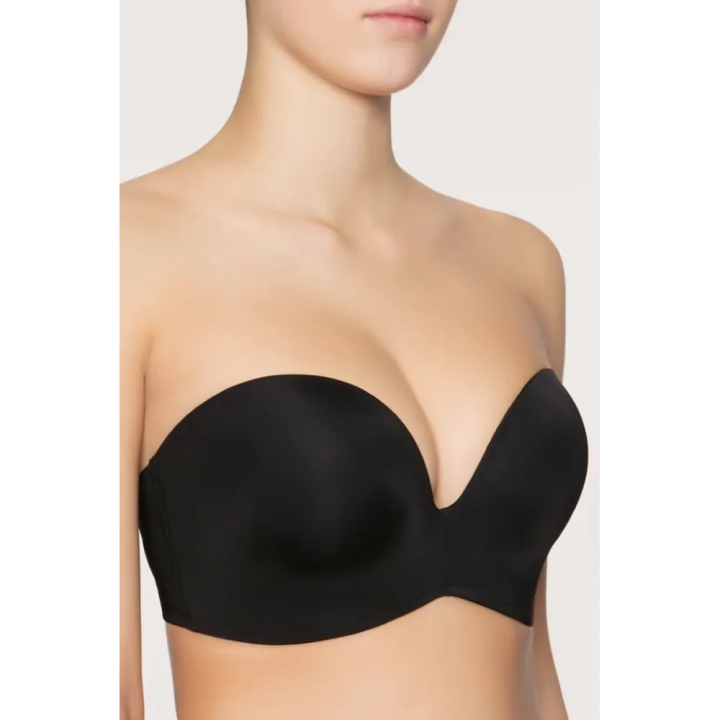 Biustonosz bez ramiączek Wonderbra strapless do głębokiego dekoltu push-up czarny
