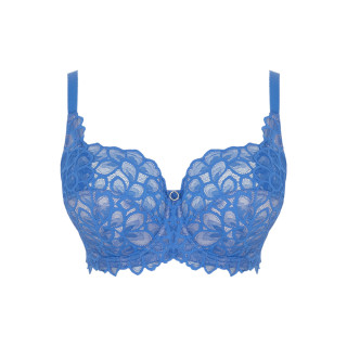Biustonosz koronkowy full-cup elastyczny Panache Allure soft side support niebieski