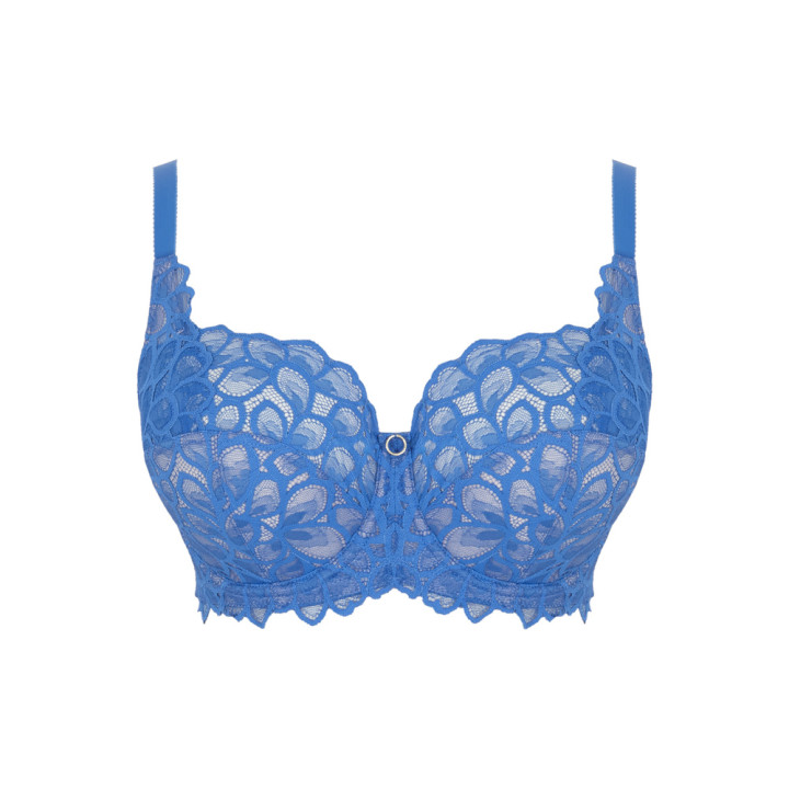 Biustonosz koronkowy full-cup elastyczny Panache Allure soft side support niebieski